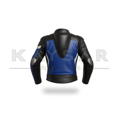 KE-743 Blue Motorbike Leather Jacket for Men