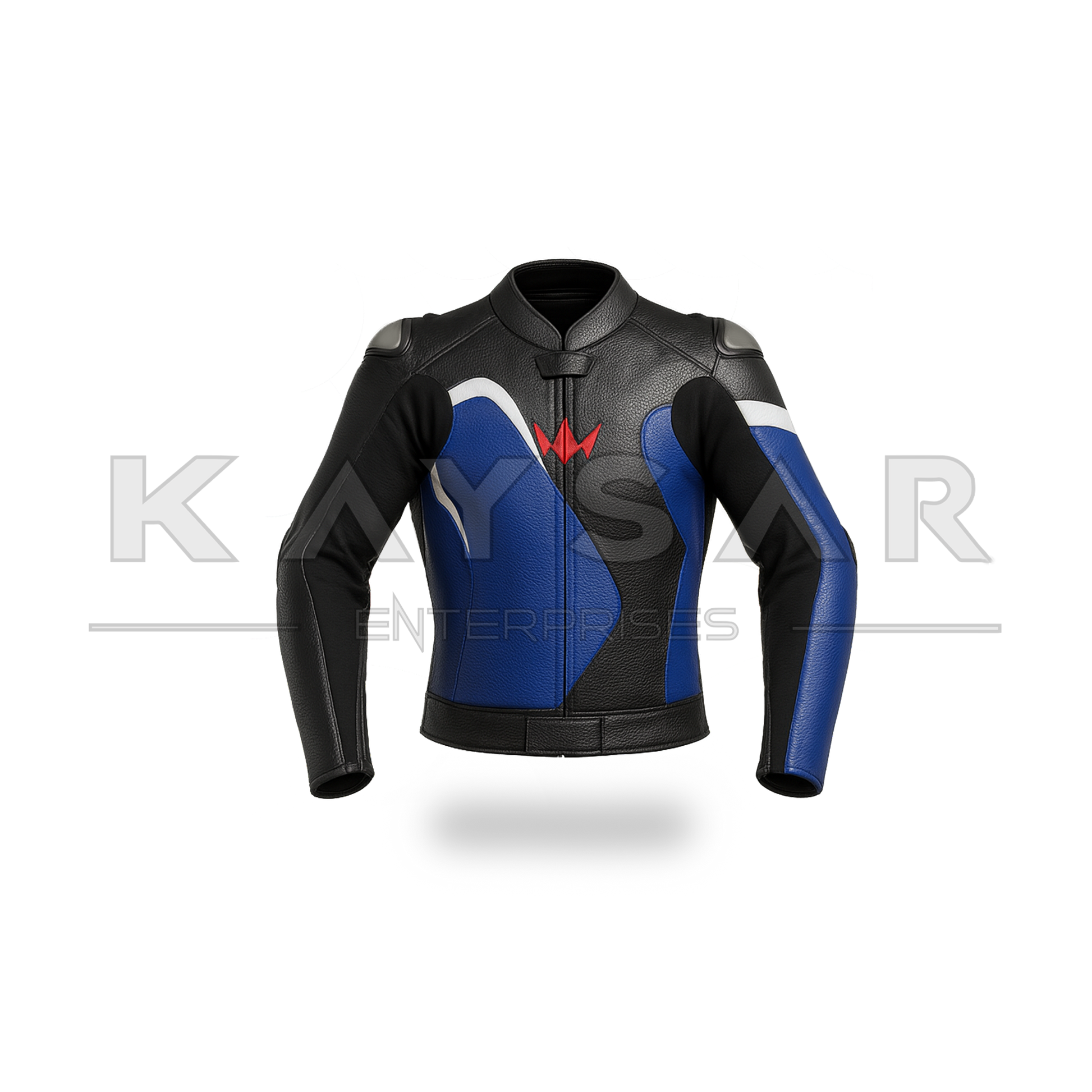Blue motorbike leather jacket