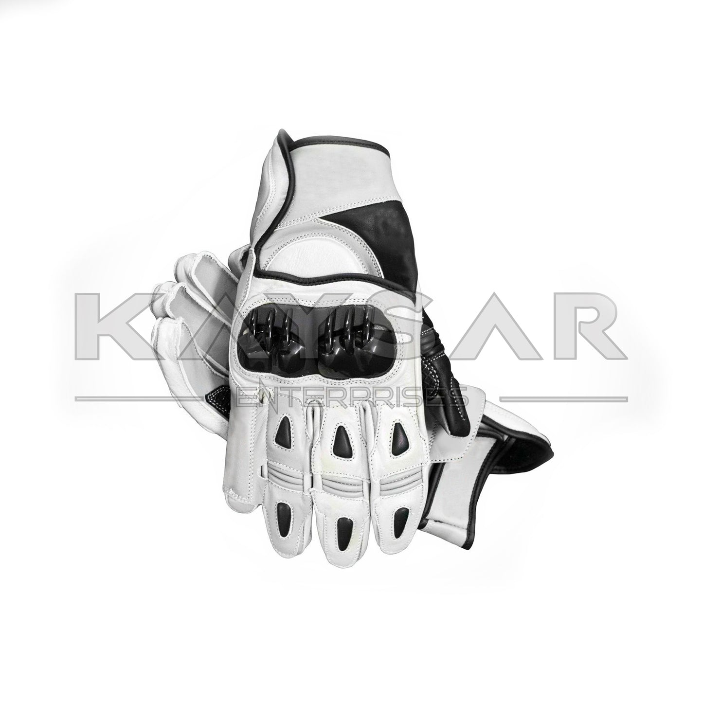 KE-23 White Black Motorbike Glove