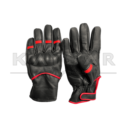 KE - 25 Black and Red Motorbike Glove for Men & Women - Kaysar Enterprises