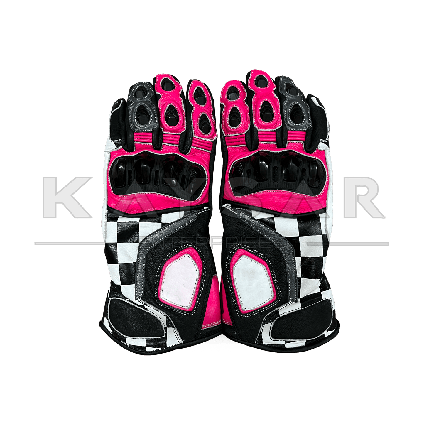 KE - 26 Pink Motorbike Leather Glove for Men & Women - Kaysar Enterprises