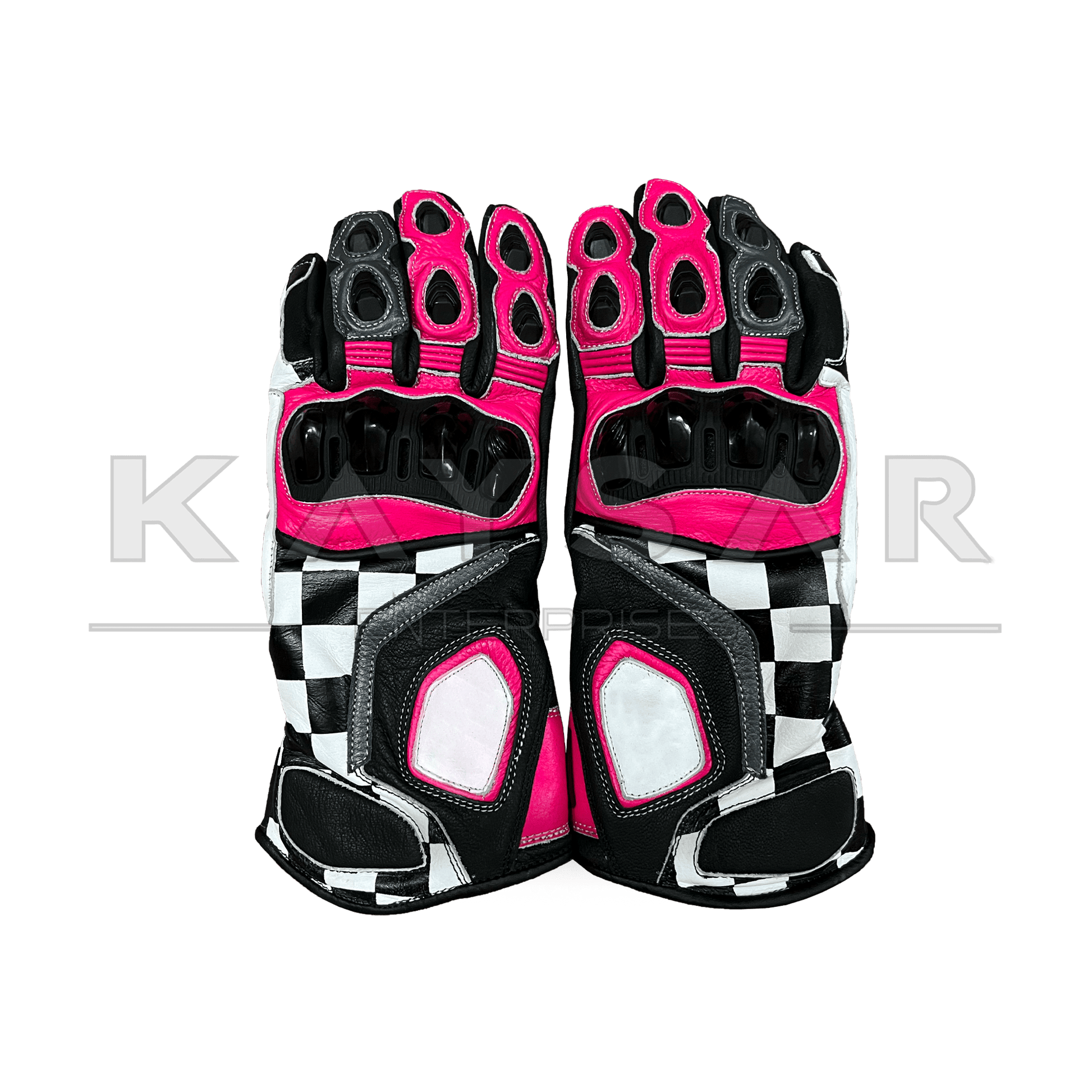 KE - 26 Pink Motorbike Leather Glove for Men & Women - Kaysar Enterprises