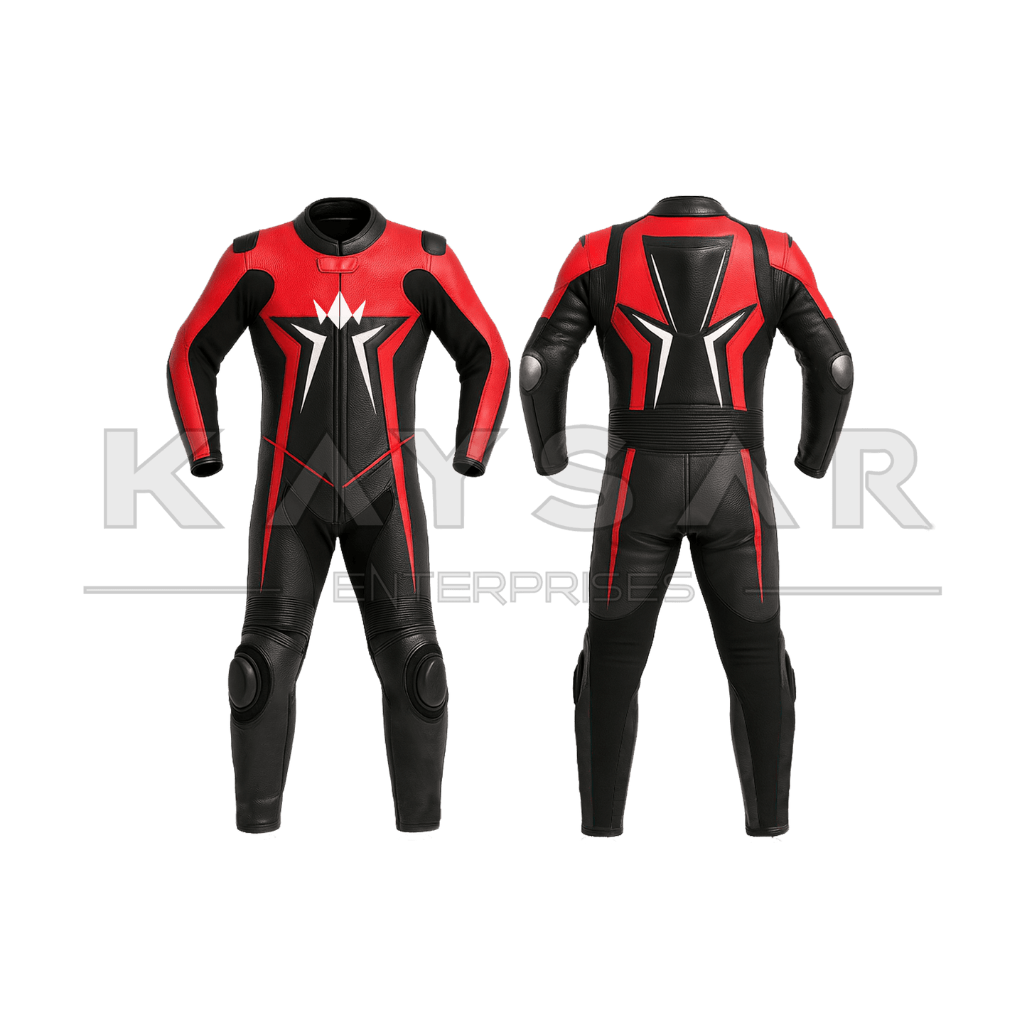 KE - 260 Red & Black Motorbike Leather Suit for Men - Kaysar Enterprises