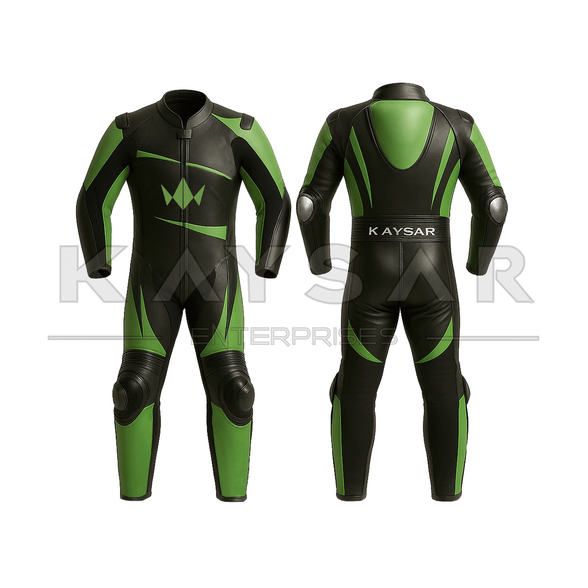 KE - 265 Ninja Green Motorbike Leather Suit for Men - Kaysar Enterprises