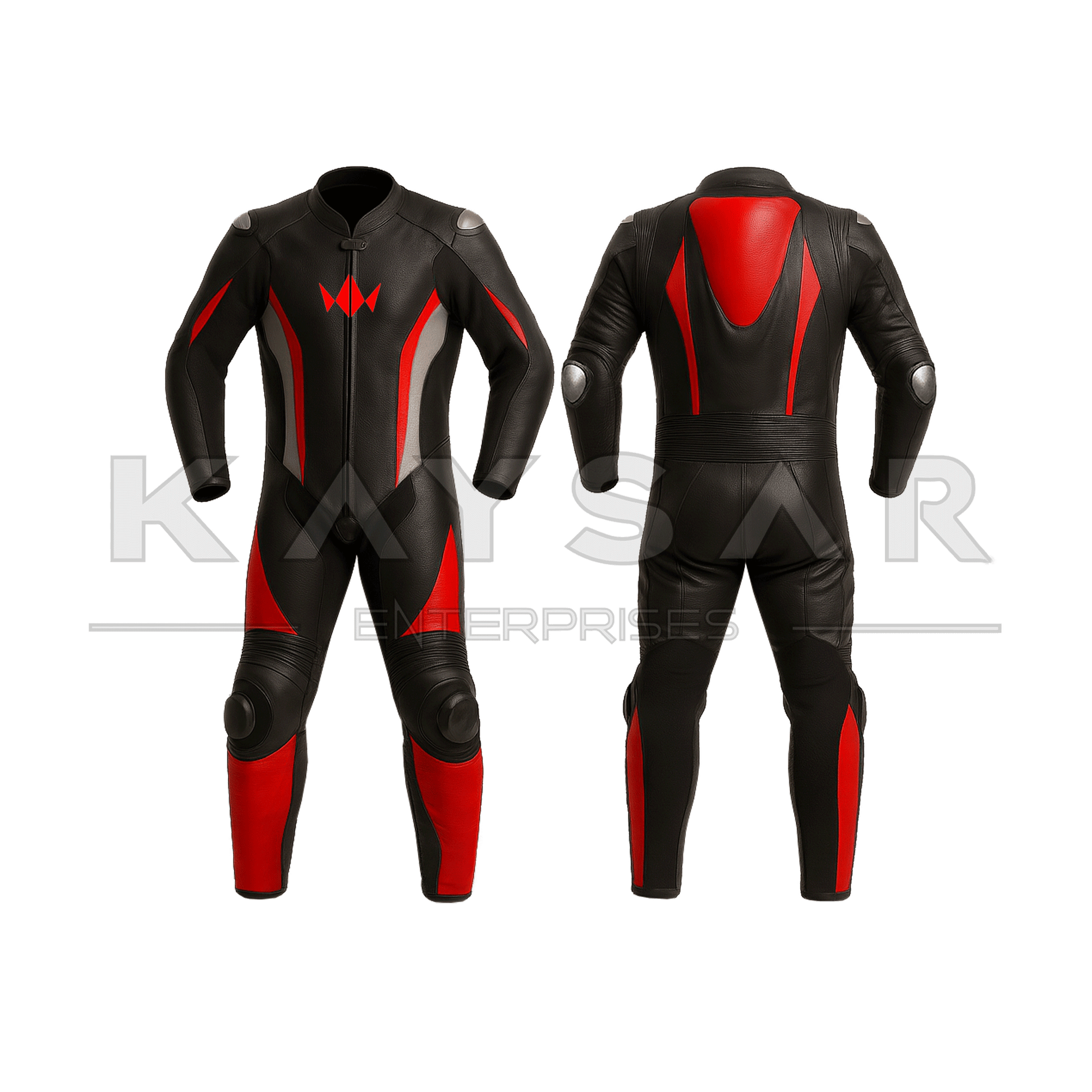 KE - 272 Red And Black Motorbike Leather Suit for Men - Kaysar Enterprises