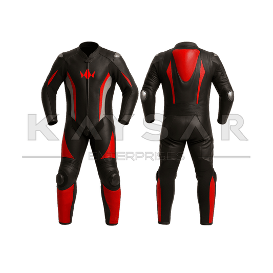 KE - 272 Red And Black Motorbike Leather Suit for Men - Kaysar Enterprises
