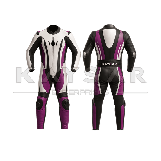 KE - 279 Purple Motorbike Leather Suit for Men - Kaysar Enterprises
