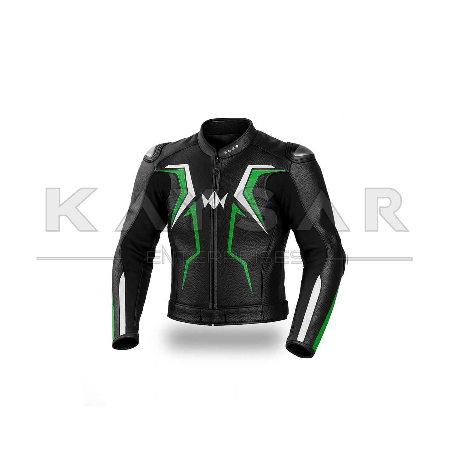 KE - 735 Green Motorbike Leather Jacket for Men - Kaysar Enterprises