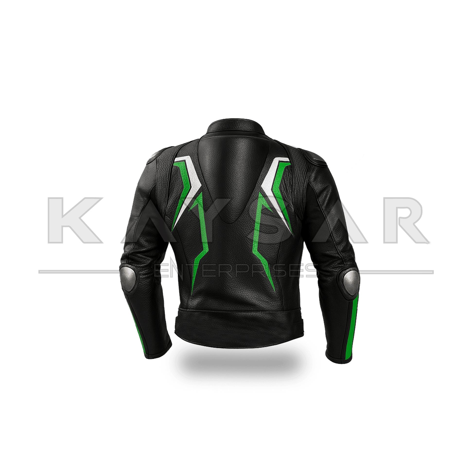 KE - 735 Green Motorbike Leather Jacket for Men - Kaysar Enterprises