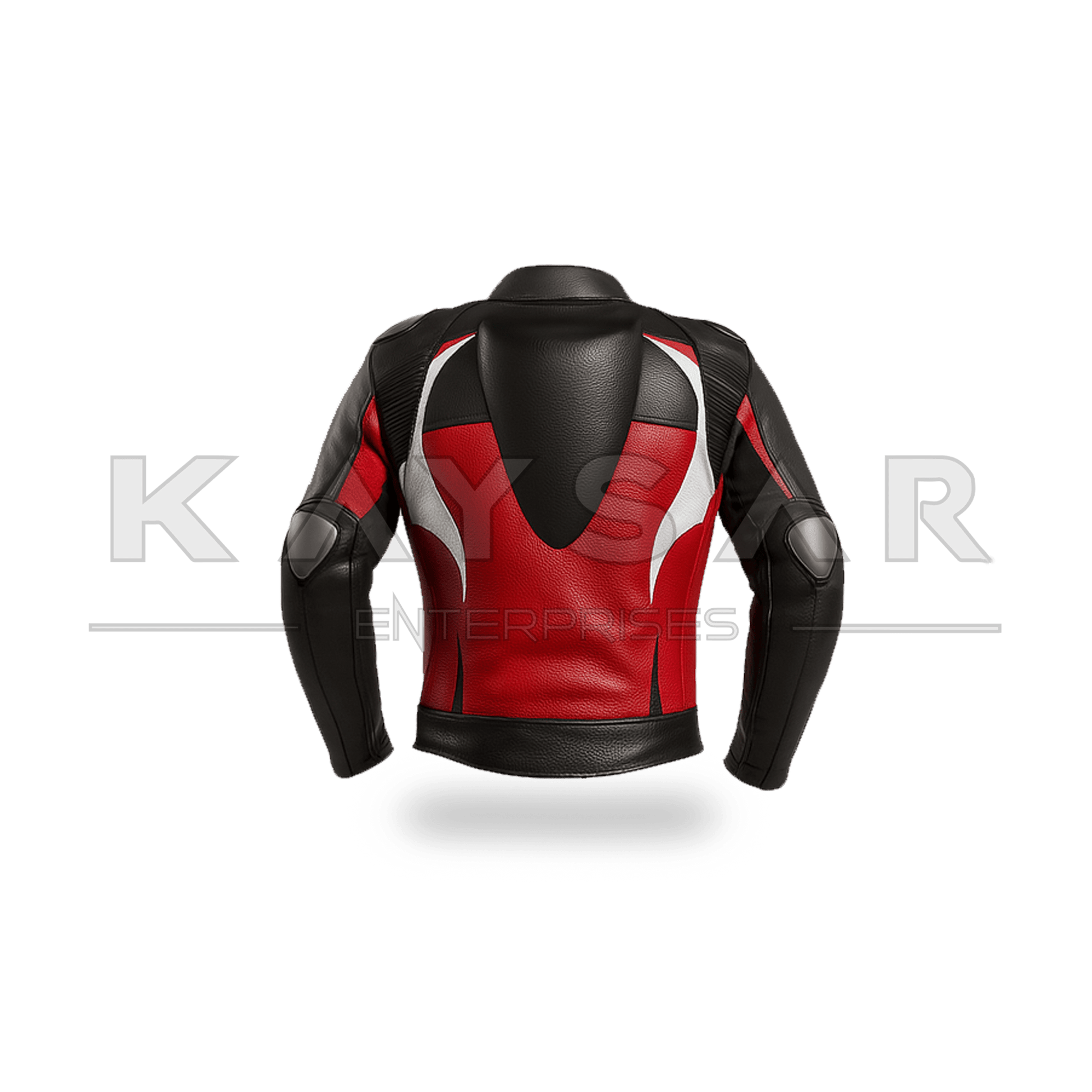 KE - 740 Red with White Motorbike Leather Jacket for Men - Kaysar Enterprises