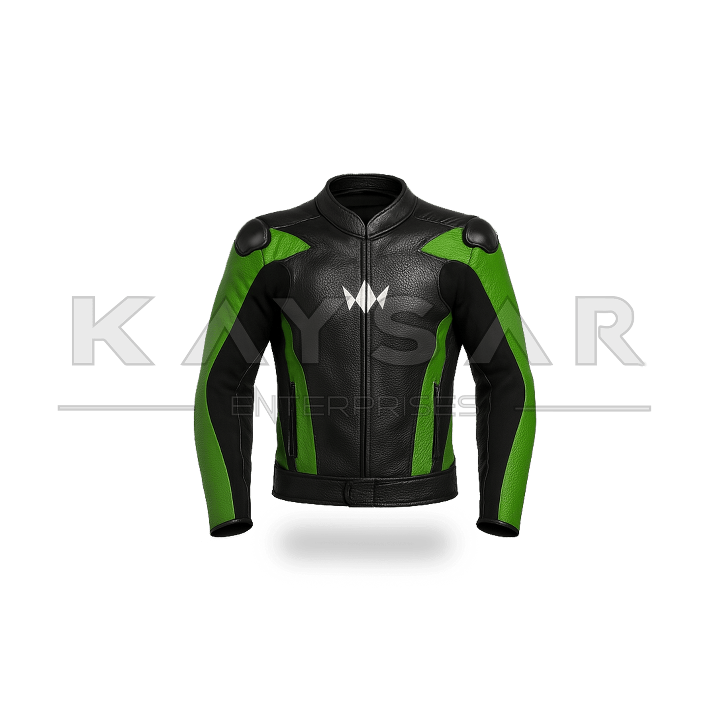 KE - 741 Green Motorbike Leather Jacket for Men - Kaysar Enterprises