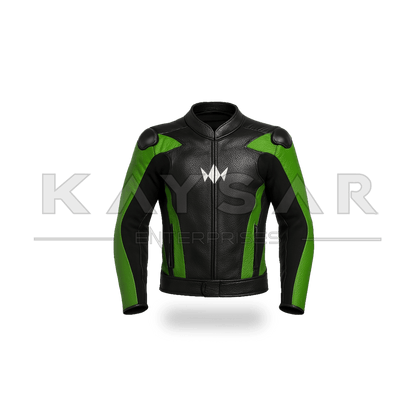 KE - 741 Green Motorbike Leather Jacket for Men - Kaysar Enterprises