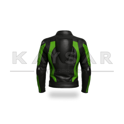 KE - 741 Green Motorbike Leather Jacket for Men - Kaysar Enterprises