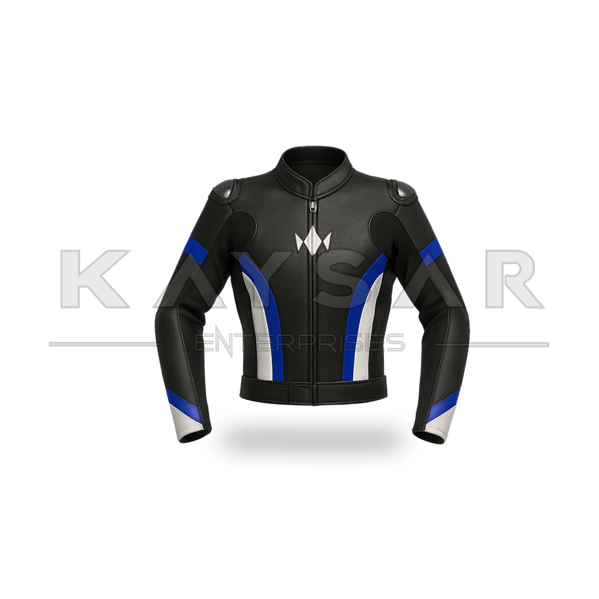KE - 744 Blue Motorbike Leather Jacket for Men - Kaysar Enterprises