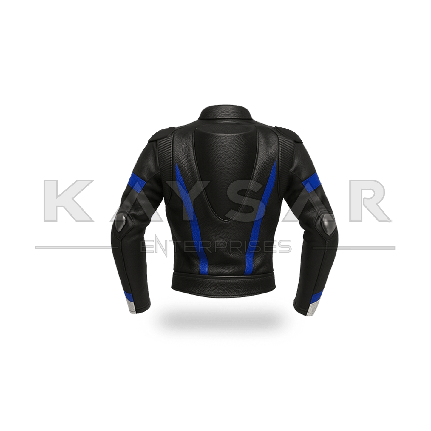 KE - 744 Blue Motorbike Leather Jacket for Men - Kaysar Enterprises