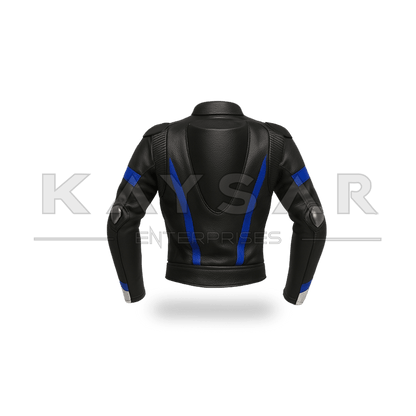 KE - 744 Blue Motorbike Leather Jacket for Men - Kaysar Enterprises
