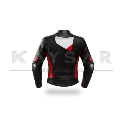 KE - 745 Red & White Motorbike Leather Jacket for Men - Kaysar Enterprises