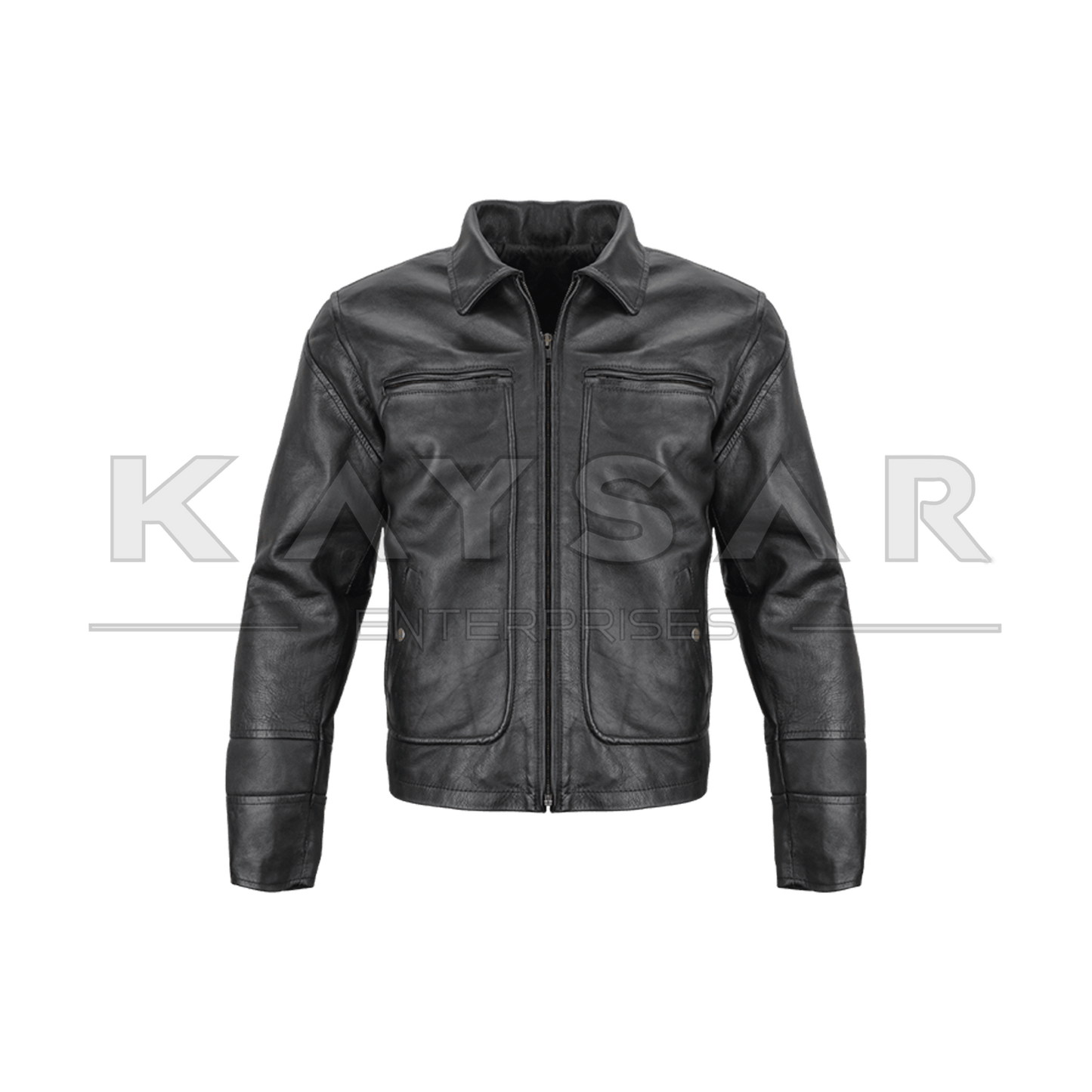 KE - F - 501 Black Vintage Real Leather Jacket for Men - Kaysar Enterprises