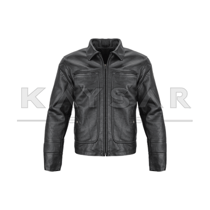 KE - F - 501 Black Vintage Real Leather Jacket for Men - Kaysar Enterprises