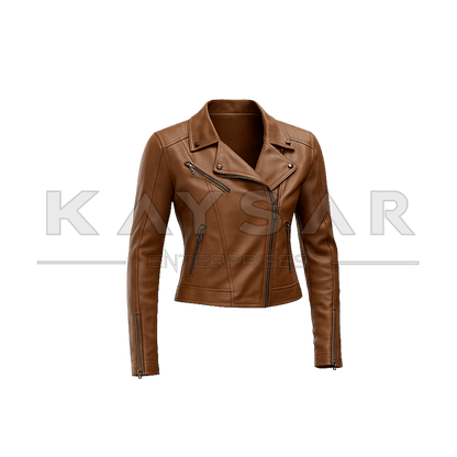 KE - F - 902 Brown Vintage Real Leather Jacket for Women - Kaysar Enterprises