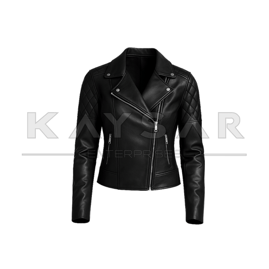 KE - F - 903 Black Classic Real Leather Jacket for Women - Kaysar Enterprises