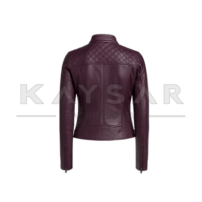 KE - F - 905 Purple Real Leather Jacket for Women - Kaysar Enterprises