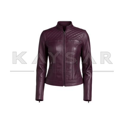 KE - F - 905 Purple Real Leather Jacket for Women - Kaysar Enterprises