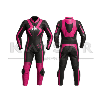 KE - W - 252 Pink Motorbike Leather Suit for Women - Kaysar Enterprises