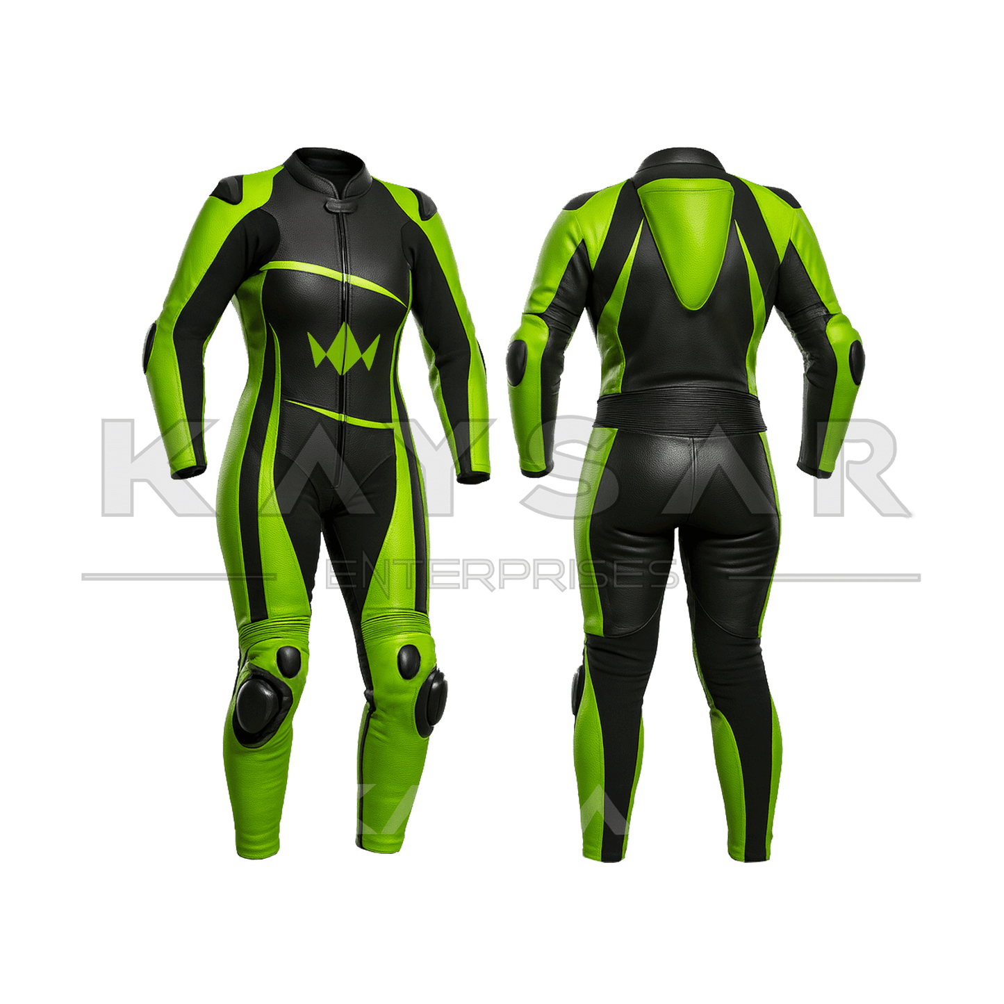 KE - W - 259 Ninja Green Motorbike Leather Suit for Women - Kaysar Enterprises