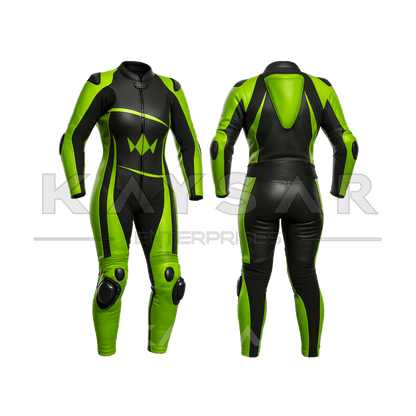 KE - W - 259 Ninja Green Motorbike Leather Suit for Women - Kaysar Enterprises
