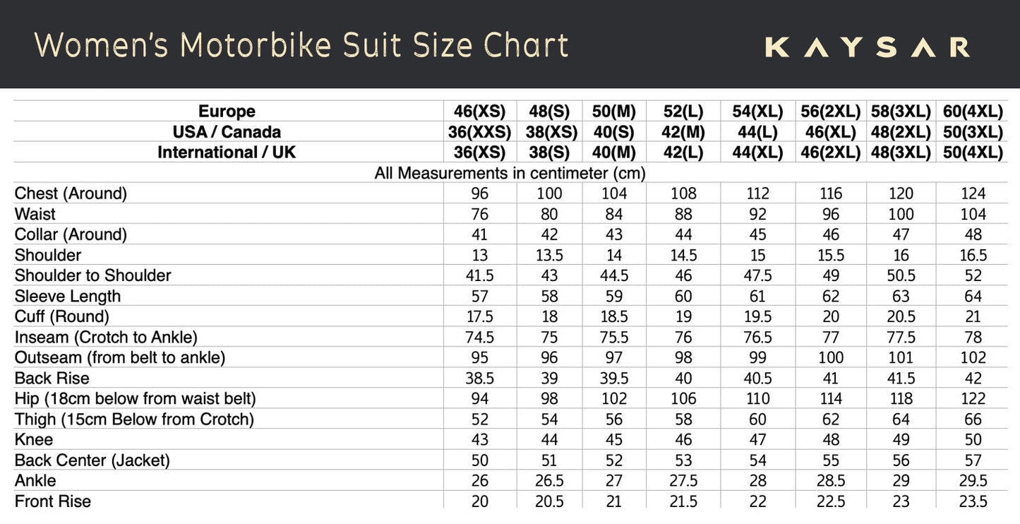 KE - W - 269 Black and White Motorbike Leather Suit for Women - Kaysar Enterprises